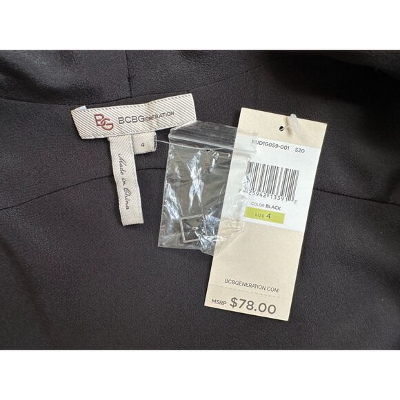 NWT BCBGeneration Black Double Breasted V Neck Peplum Top Blouse size 4 - Picture 3 of 7